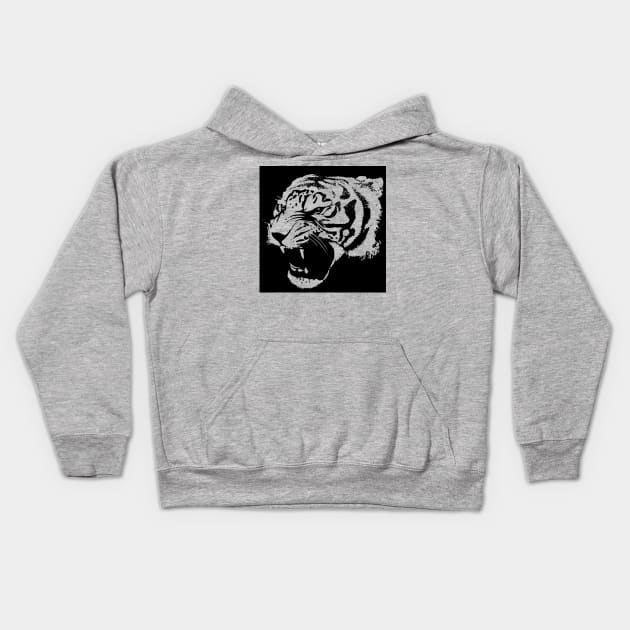 Tiger Head Silhouette Kids Hoodie by Tamie